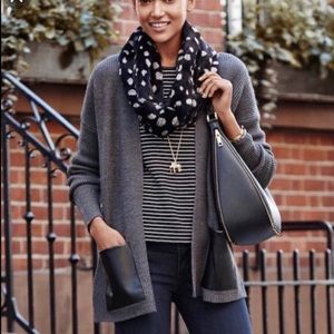 Ann Taylor gray and black open front cardigan xs